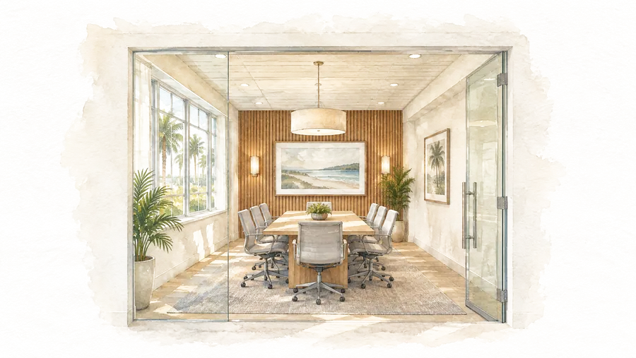 Watercolor of a conference room at Seagate Works